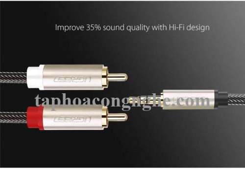 Ugreen 20825 5M màu Đen Cáp âm thanh 2 đầu Bông sen sang 3.5mm Dương đầu bọc nhôm mạ vàng AV135 30020825